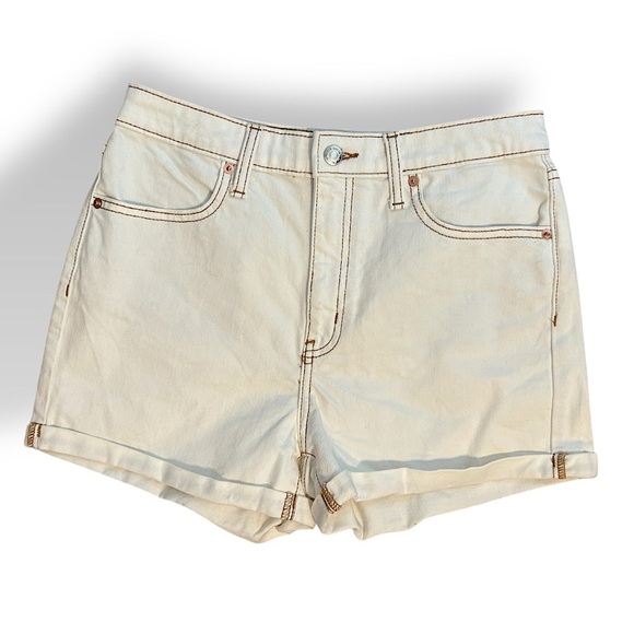 Stitch Detail White Denim Shorts - Picture 1 of 8